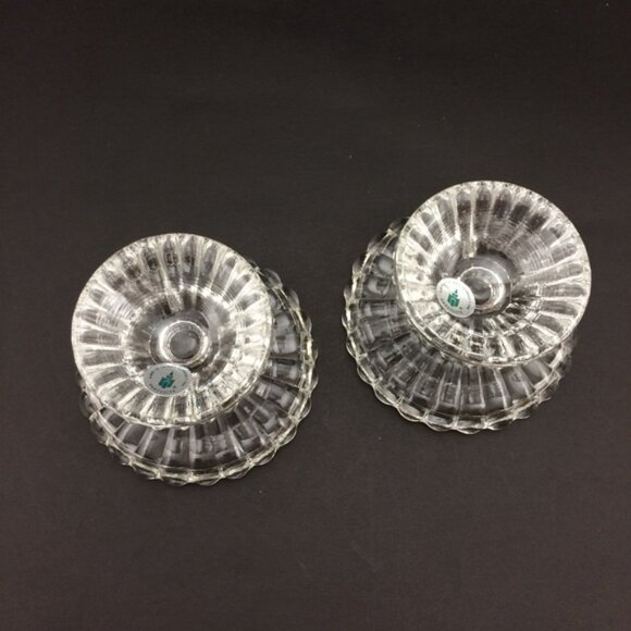 2 Clear Glass Partylite Pedestal Base Candle Holders  For 2 Sizes Taper Pillar - Picture 8 of 14